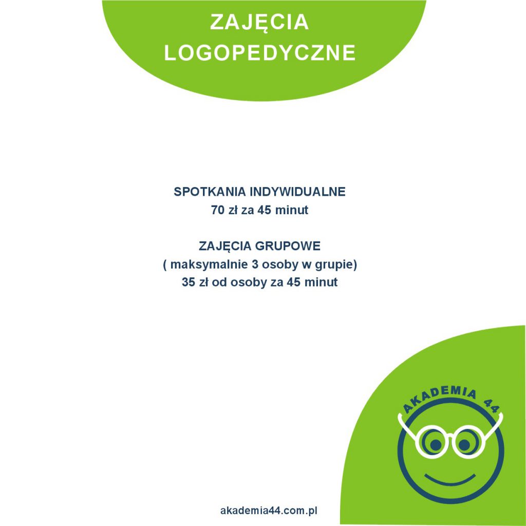 grafika z informacją o zajęciach logopedycznych 