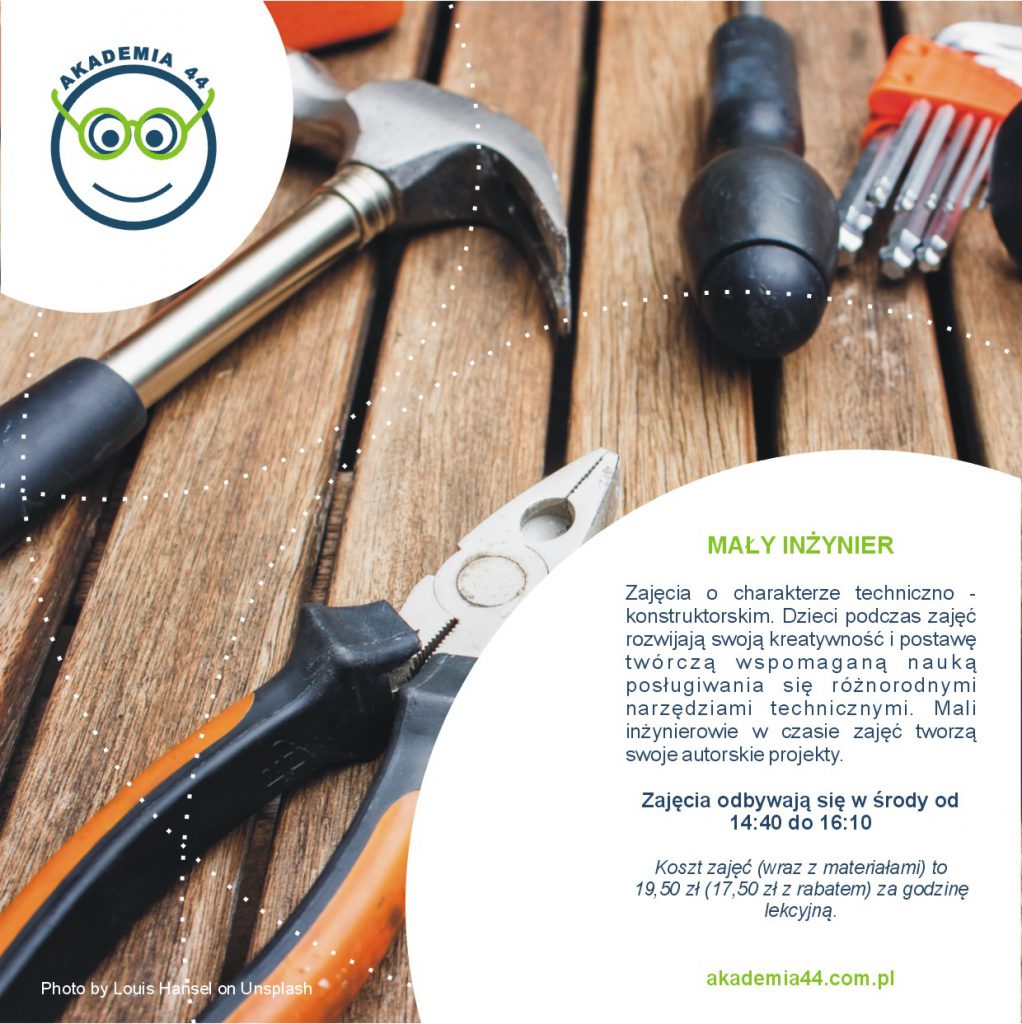 grafika informująca o zajęciach mały inżynier 