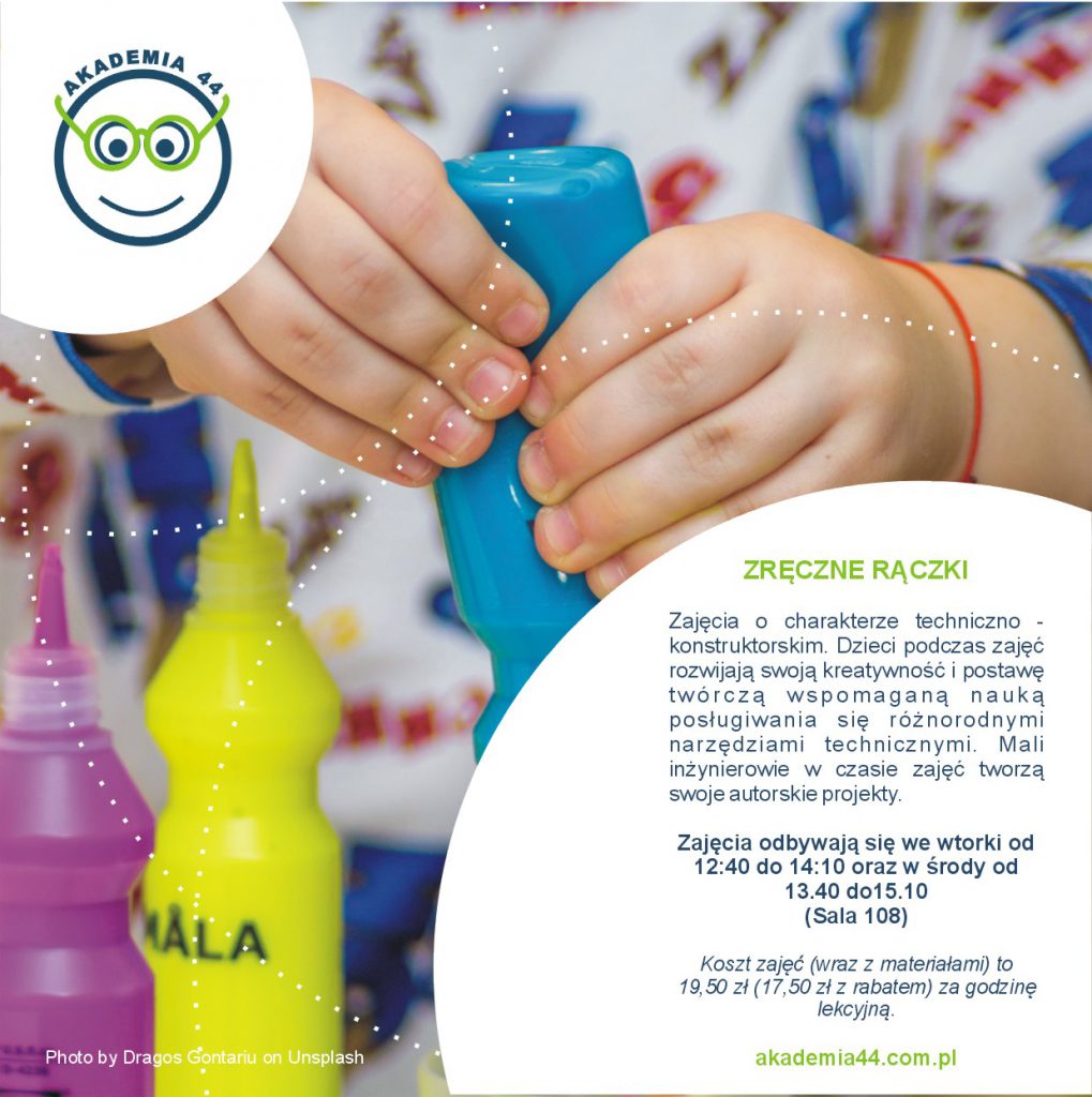 grafika informująca o zajęciach zręczne rączki 