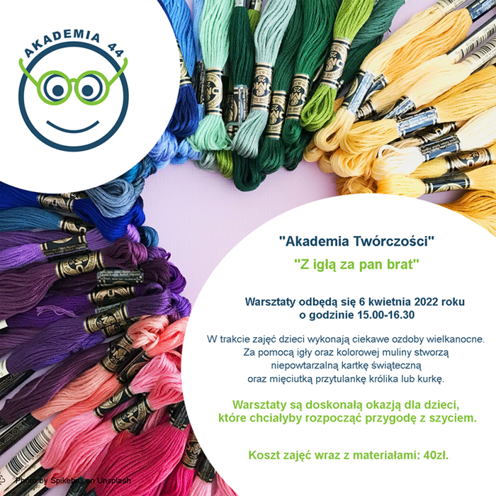 plakat warsztatów - Z igłą za pan brat