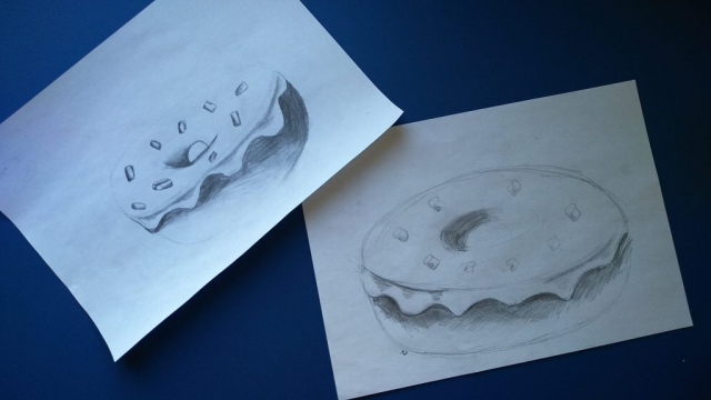 zdjęcie prac - zajęcia z rysunku - pączki ostatkowe