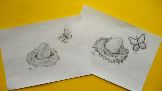 zdjęcie prac - zajęcia rysunku - wiosna