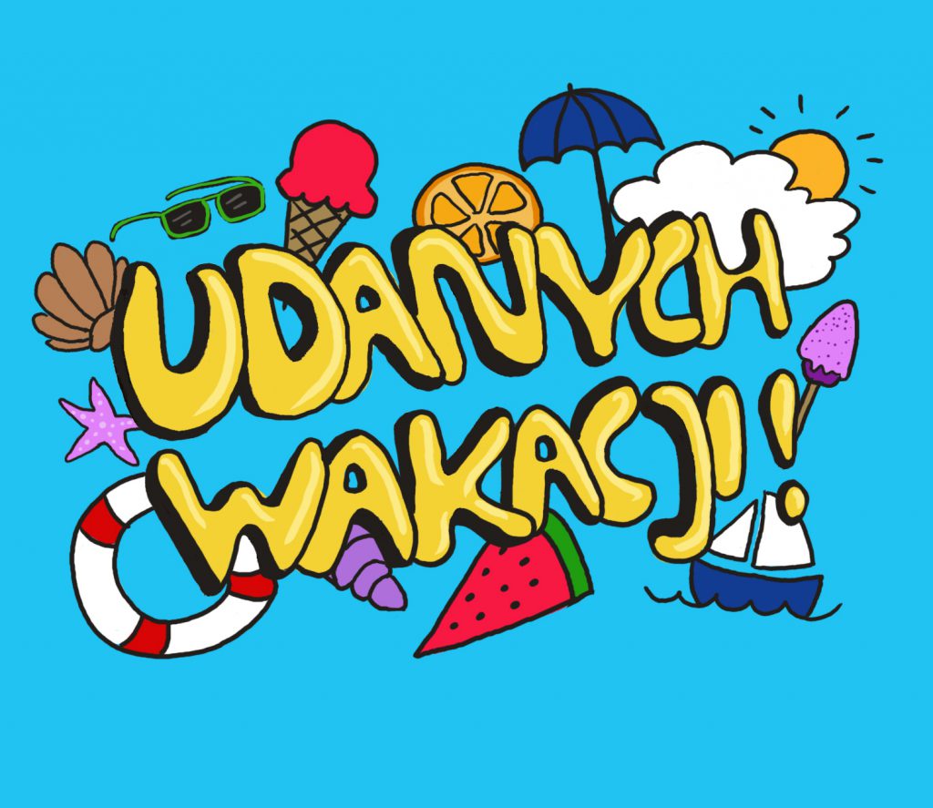 grafika z życzeniami udanych wakacji