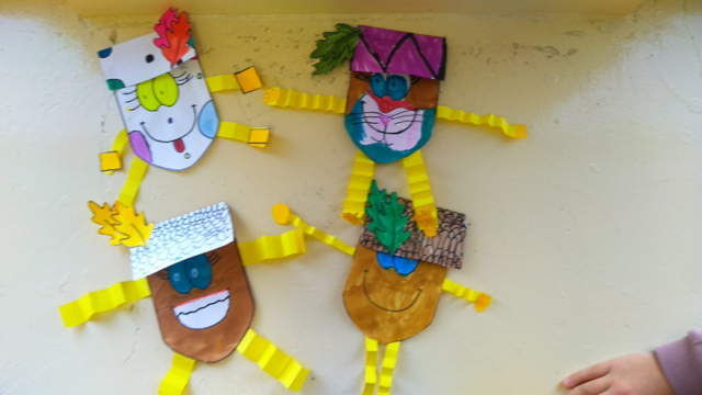 zajęcia plastyczne, kolorowe żołedzie