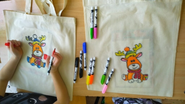 zajęcia plastyczne, świąteczne torby