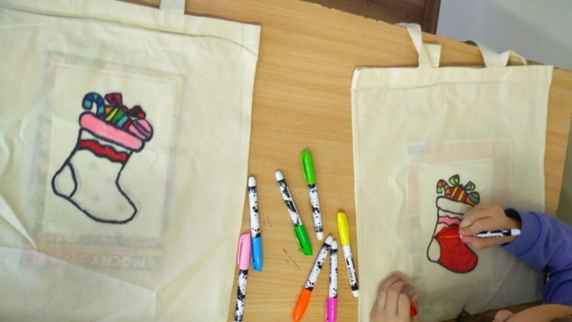 zajęcia plastyczne, świąteczne torby