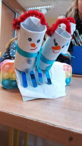 bałwanki, prace wykonane podczas zajęć zręczne rączki