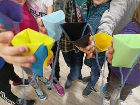 origami, kubek zabawka