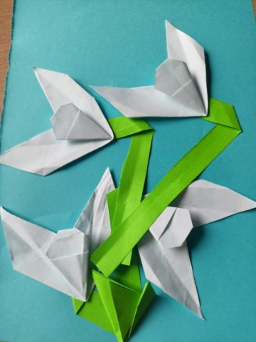 origami przebiśniegi