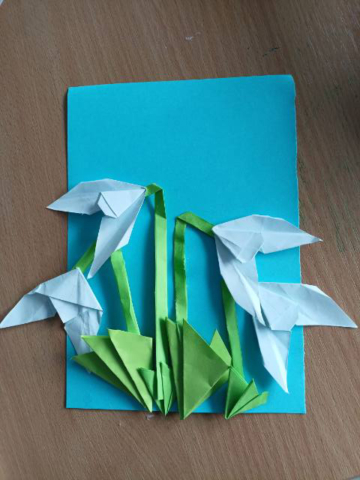 origami przebiśniegi