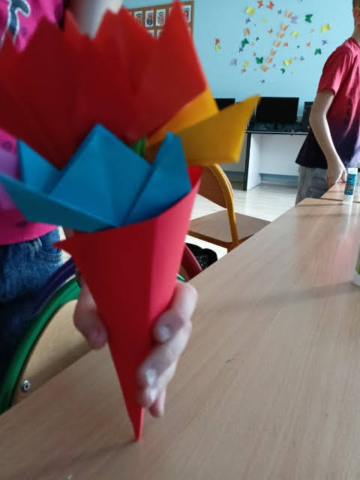 origami, bukiet tulipanów
