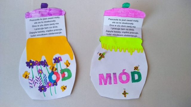 plastyczne zajęcia, dzbanki z miodem