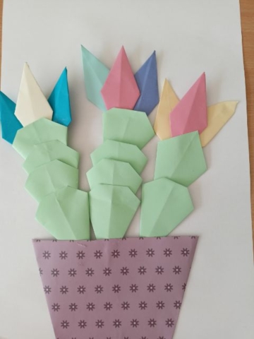 origami, kwitnące kaktusy